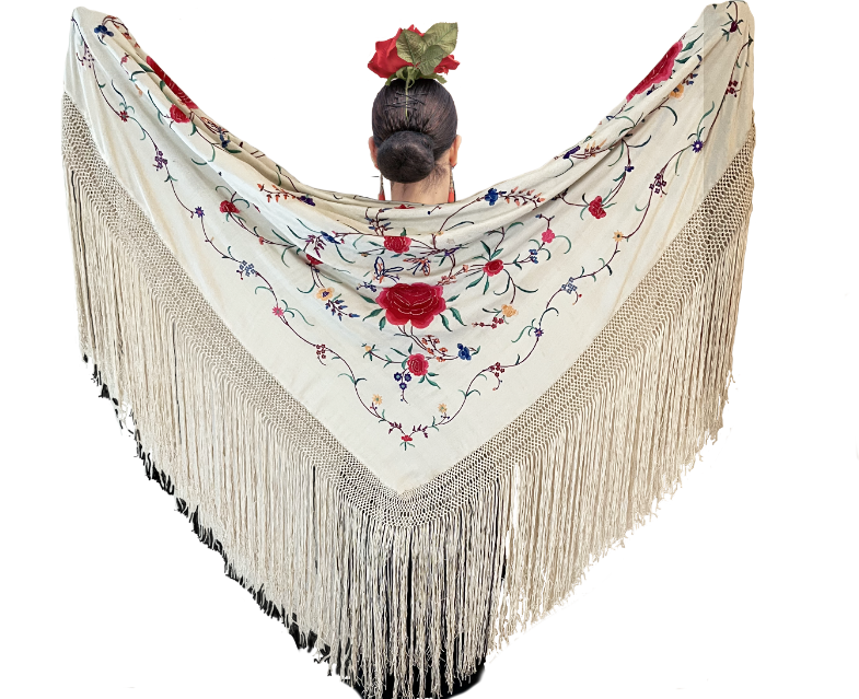 Dancer with embroidered white manton de Manila