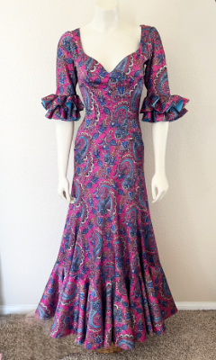 Turquoise and pink paisley costume